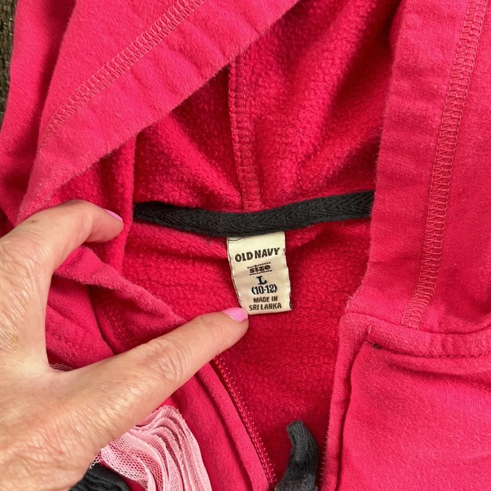 Old Navy Grils Pink Full Zip Hooded Sweatshirt size 10-12